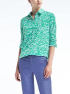 Banana Republic Womens Dillon Fit Floral Shirt - Green