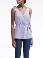 Banana Republic Easy Care Tie Shoulder Wrap Top - Light Blue