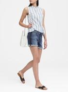 Banana Republic Womens Roll-up Medium Wash 6 Denim Short With Side Stripe Medium Wash Size 20