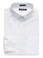 Banana Republic Mens New Slim-fit Tech-stretch Cotton Cross Print Shirt White Size M
