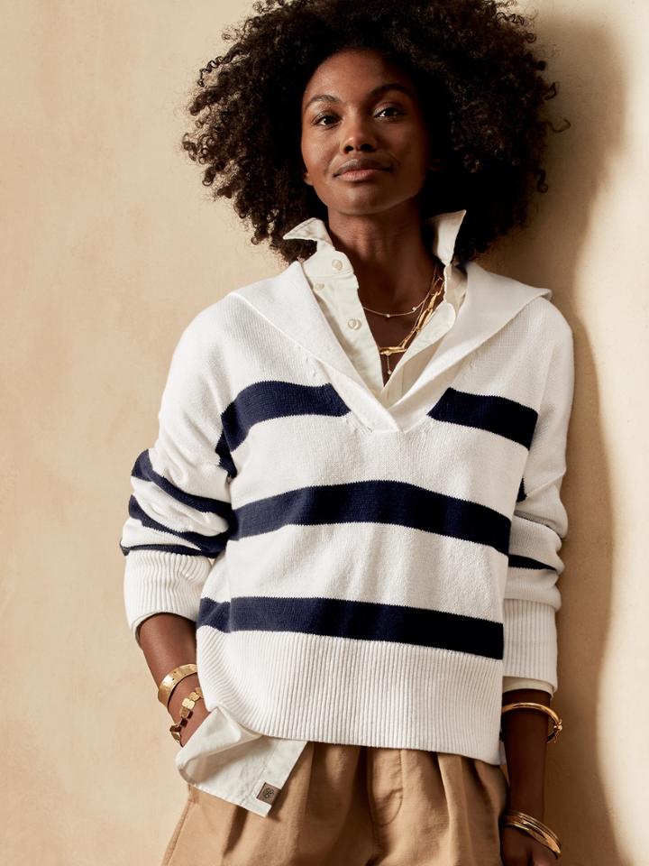 Petite Stripe Sailor Sweater