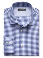 Banana Republic Mens Slim Fit Non Iron Twill Gingham Shirt Size L Tall - Blue Dusk