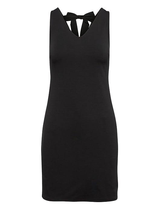 Banana Republic Womens Petite Soft Ponte Tie-back Sheath Dress Black Size L