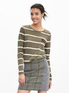 Banana Republic Womens Stripe &quot;le Tee&quot; Shirt Size L - Exploration Green