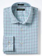 Banana Republic Mens Grant Fit Supima Tri Color Gingham Shirt - Light Green/grey