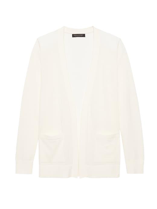 Banana Republic Womens Machine-washable Merino Boyfriend Cardigan Sweater Ivory Size Xl