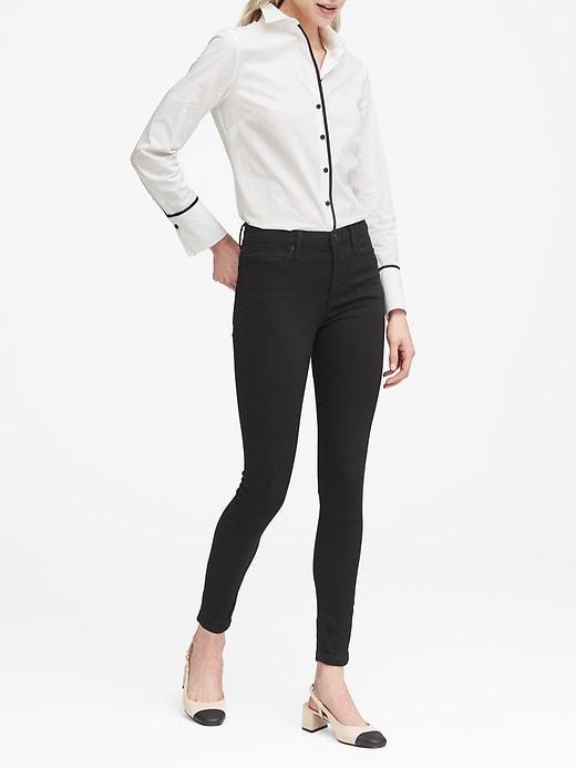 Banana Republic Womens Petite High-rise Legging-fit Luxe Sculpt Black Ankle Jean Black Size 27