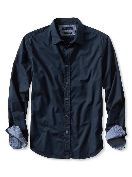Banana Republic Mens Camden Fit Custom 078 Wash Print Shirt Size L Tall - Preppy Navy