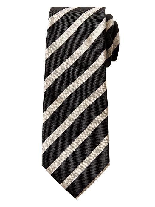 Banana Republic Mens Twill Stripe Silk Nanotex Tie Black Size One Size
