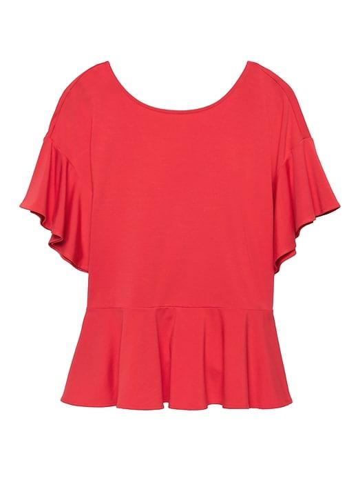 Banana Republic Womens Lace-up Back Ponte Couture Tee Coral Glory Pink Size Xxl