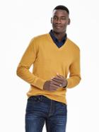 Banana Republic Mens Silk Cotton Cashmere Vee Pullover Size L Tall - Gold Plate