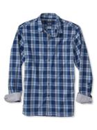 Banana Republic Mens Camden Fit Custom Wash Multi Check Shirt Size L Tall - Mythic Blue