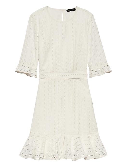 Banana Republic Womens Petite Eyelet Fit-and-flare Dress White Size 8