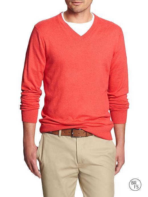 Banana Republic Factory Classic V Neck Sweater - Blood Orange