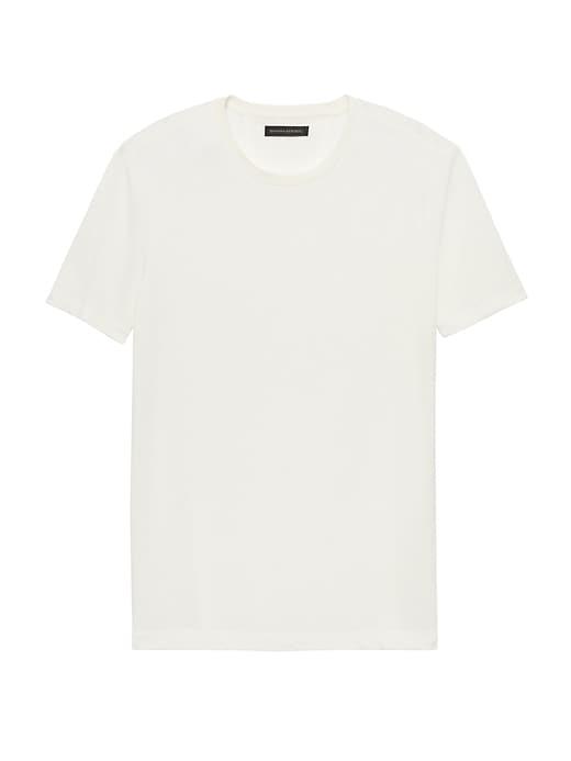 Banana Republic Mens Linen-cotton Crew-neck T-shirt Gypsum White Size L