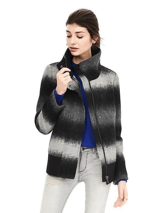 Banana Republic Ombre Stripe Jacket Size L Petite - Gray