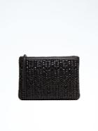 Banana Republic Woven Faux Leather Zip Pouch - Black