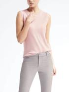 Banana Republic Womens Merino Pointelle Shell - Pink Bliss