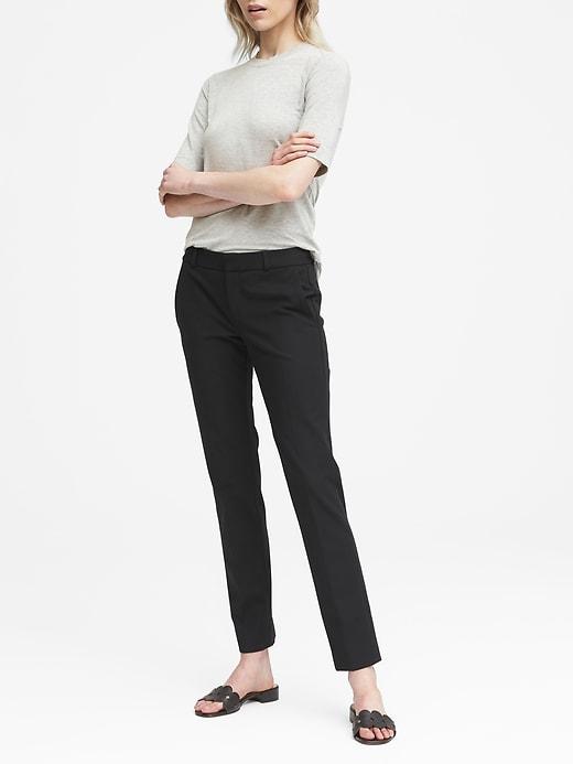Banana Republic Womens Petite Ryan Slim Straight-fit Stretch Pant Black Size 6