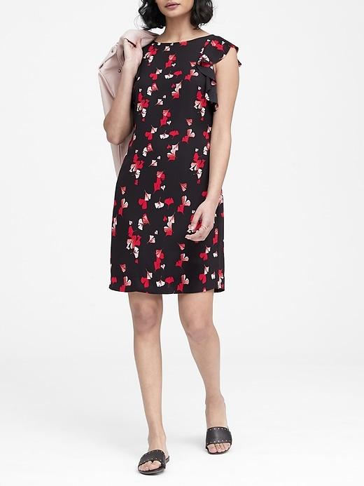 Banana Republic Floral Flutter-sleeve Shift Dress