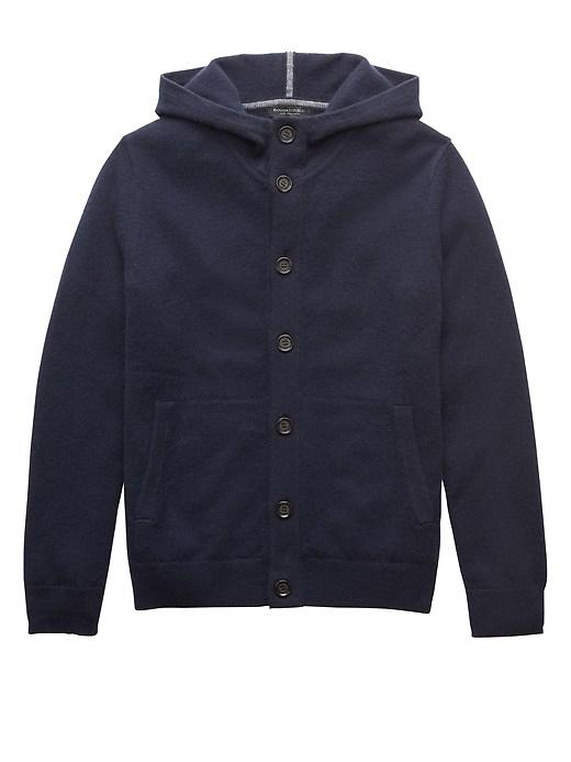 Banana Republic Mens Cashmere Button Front Hoodie Navy Size S