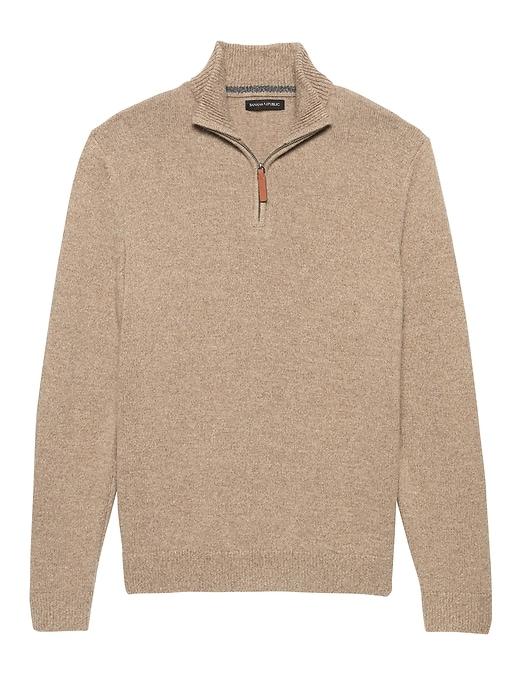 Banana Republic Mens Italian Merino Wool Blend Half-zip Sweater Desert Taupe Size M