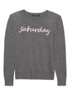 Banana Republic Womens Cashmere Saturday Intarsia Crew-neck Sweater Dark Gray Size Xs