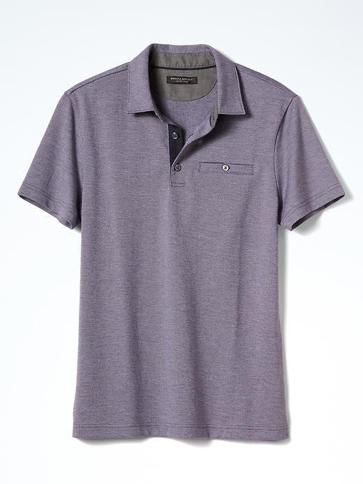 Banana Republic Mens Slim Luxe Touch Jacquard Polo - Purple Fog