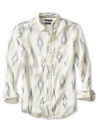 Banana Republic Mens Camden Fit Ikat Linen Shirt Size L Tall - White