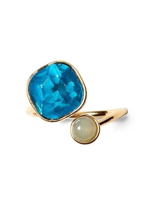 Banana Republic Womens Soft Stones Asymmetrical Ring Blue Multi Size 5