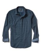 Banana Republic Mens Camden Fit Mini Print Custom 078 Wash Shirt - Preppy Navy