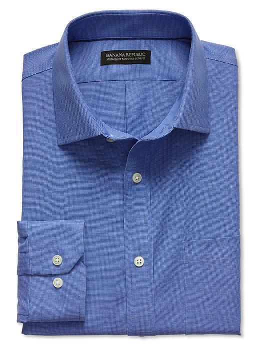 Banana Republic Tailored Slim Fit Non Iron Micro Square Shirt - Blue Willow
