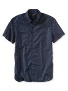 Banana Republic Mens Short Sleeve Print Custom 078 Wash Shirt Size L Tall - Preppy Navy