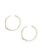 Banana Republic Womens Stone Open Hoop Earring Gold Size One Size