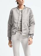 Banana Republic Womens Limited Edition Gray Satin Bomber Jacket - Jet Gray