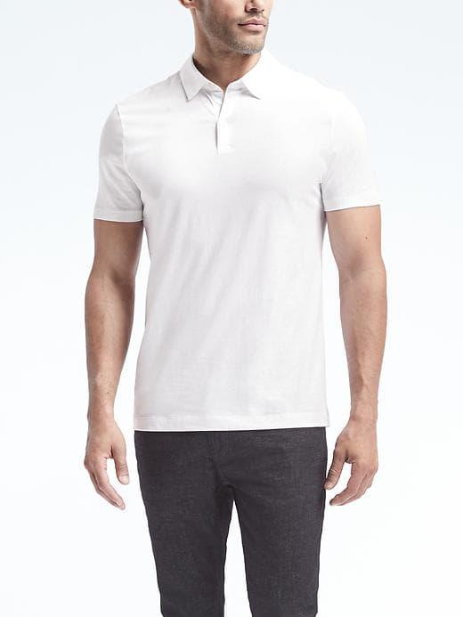 Banana Republic Mens Mercerized Cotton-modal Polo Shirt White Size L