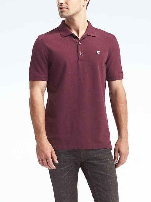 Banana Republic Mens Solid Pique Polo - Burgundy Wine
