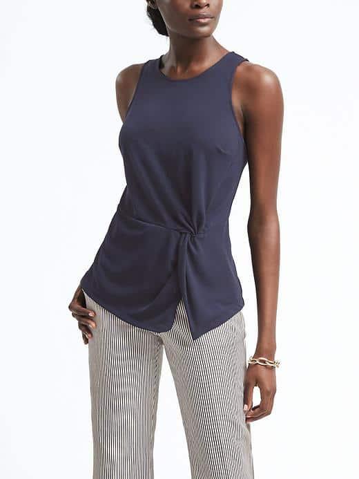 Banana Republic Womens Twist Hem Top - Navy