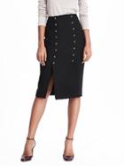 Banana Republic Womens Heritage Buttoned Midi Skirt Size 0 Petite - Black