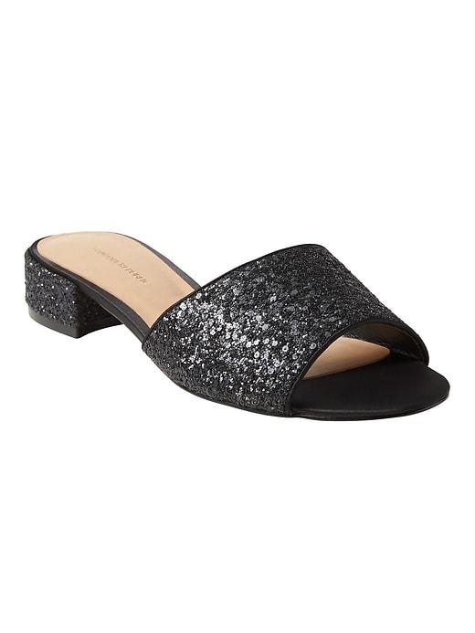 Banana Republic Womens Low Heel Glitter Slide Black Size 6