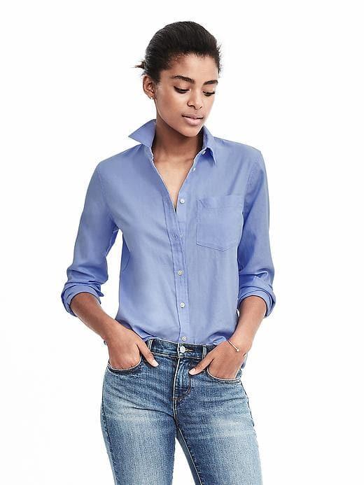 Banana Republic Dillon Fit Oxford Pocket Shirt - Light Blue