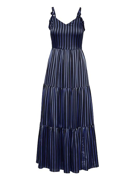 Banana Republic Womens Stripe Knotted Maxi Dress Navy Blue Size 12