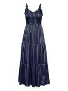 Banana Republic Womens Stripe Knotted Maxi Dress Navy Blue Size 12