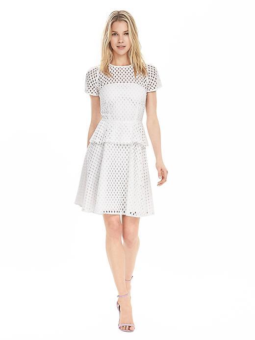 Banana Republic Womens Geo Lace Peplum Dress Size 0 - White