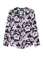 Banana Republic Petite Floral Long-sleeve V-neck Top