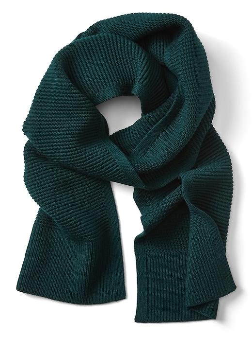 Banana Republic Mens Merino Wool Ottoman Stitch Scarf Deep Hunter Size One Size