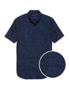 Banana Republic Mens Grant Slim-fit Chambray Print Shirt Midnight Indio Print Size Xxl