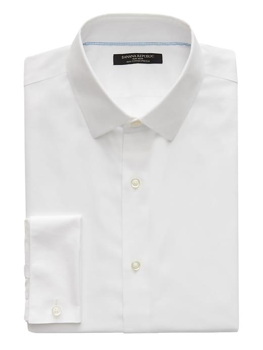 Banana Republic Mens Grant Slim-fit Non-iron French Cuff Shirt White Size Xl