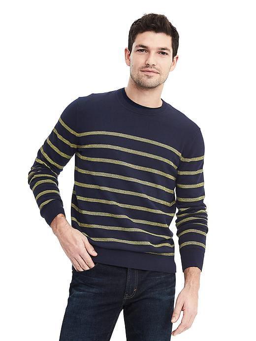 Banana Republic Mens Birdseye Pima Cotton Cashmere Pullover - Preppy Navy