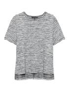 Banana Republic Womens Petite Luxespun Boyfriend Tee With Side Slits White & Blue Size L
